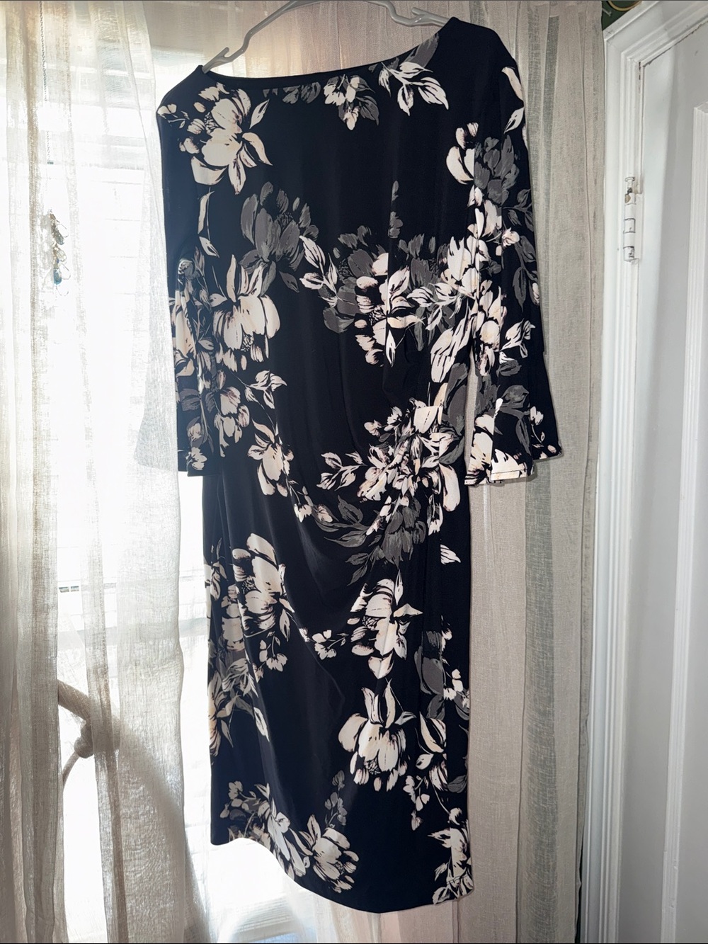 Anne Klein Black and White Floral Midi Dress